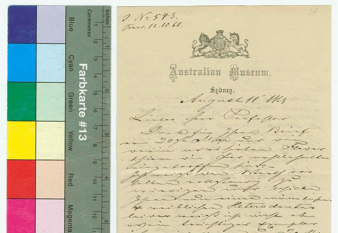 gescanntes historisches Textdokument Australien Museum Sydney